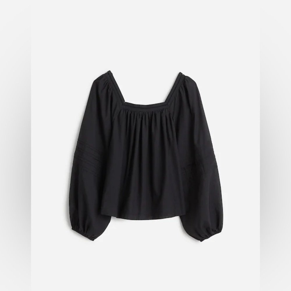 Madewell Square-Neck Long-Sleeve Top; Large; Black